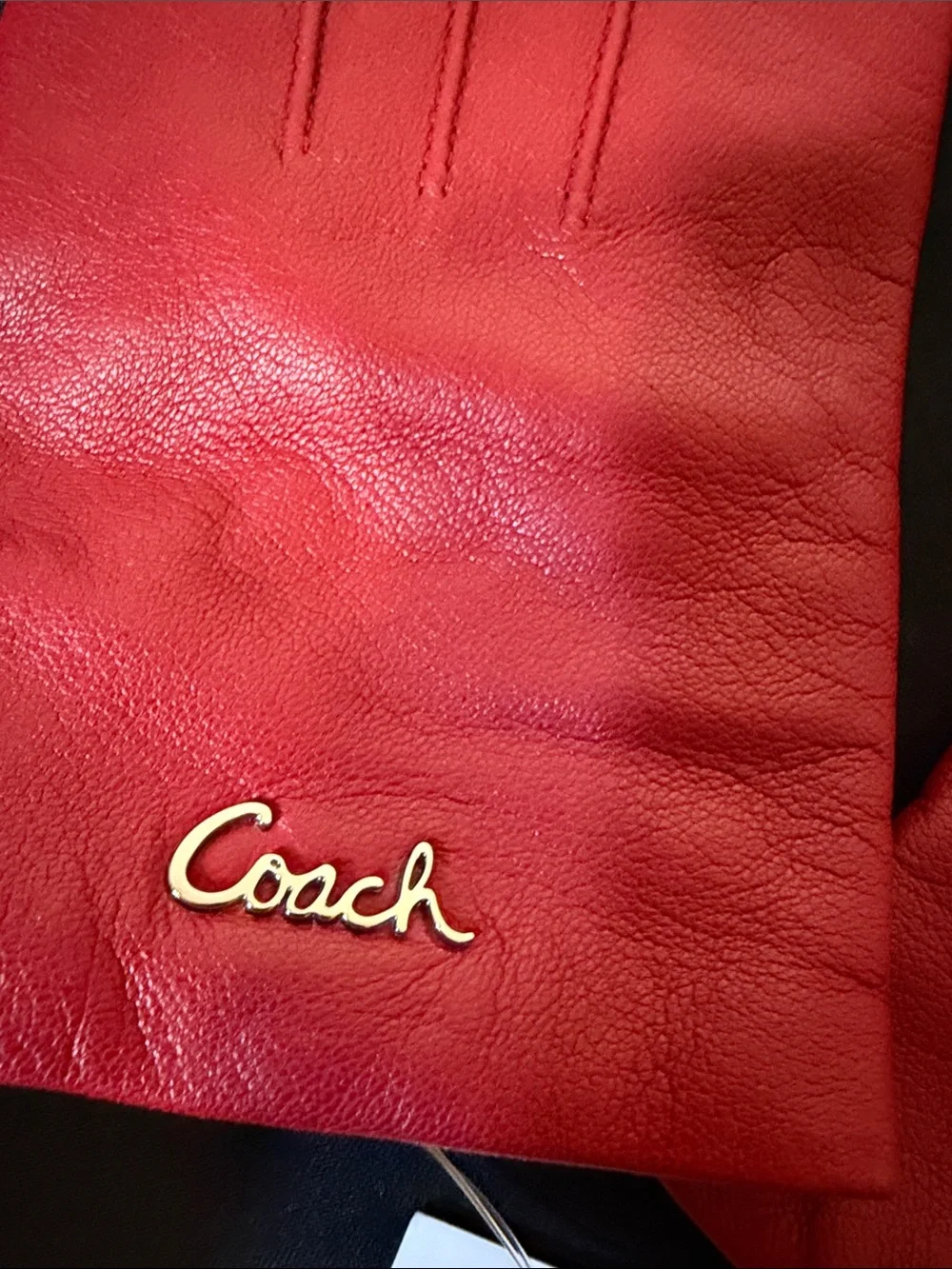 NWT Red leather Coach lined gloves size 8